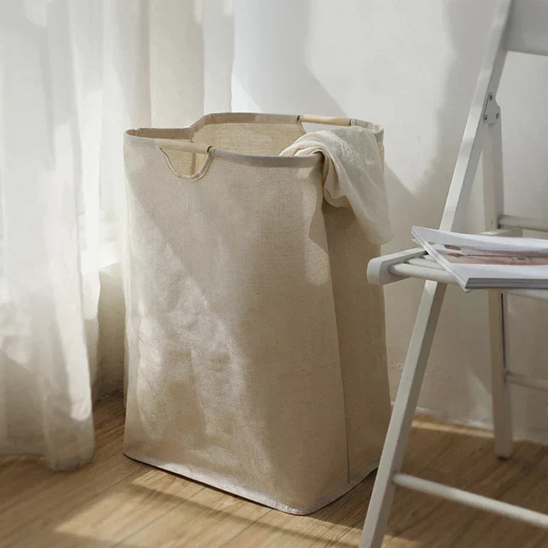 Cesto portabiancheria pieghevole in cotone e lino JapanStil — salvaspazio