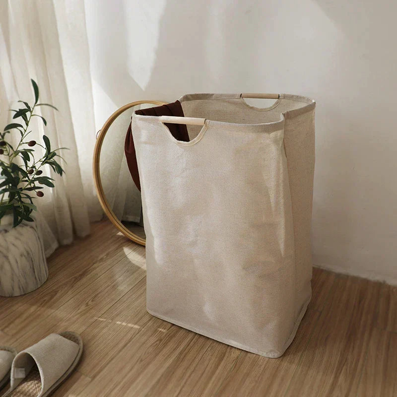 JapanStil Foldable Cotton-Linen Laundry Basket — Space-Saving
