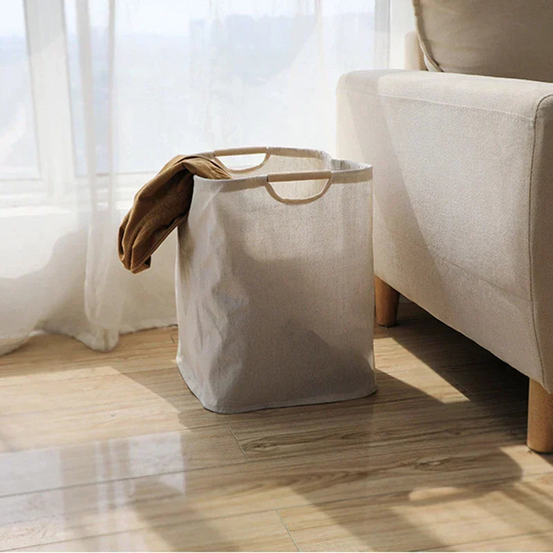 JapanStil Foldable Cotton-Linen Laundry Basket — Space-Saving