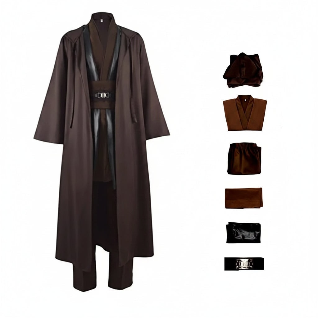 Στολή μεταμφίεσης ιππότη Jedi για το Halloween - σετ με κουκούλα, χιτώνα, ζώνη και δετή ζώνη