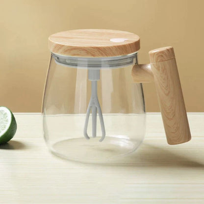 Self-Stirring Coffee and Tea Mug with Wooden Handle | ribuella