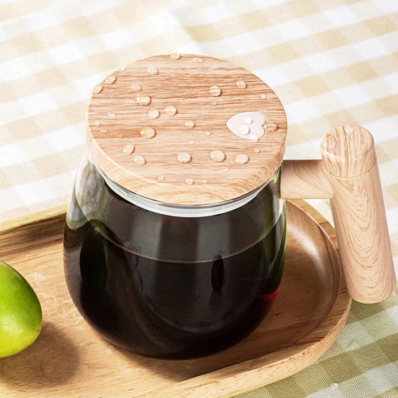 Self-Stirring Coffee and Tea Mug with Wooden Handle | ribuella