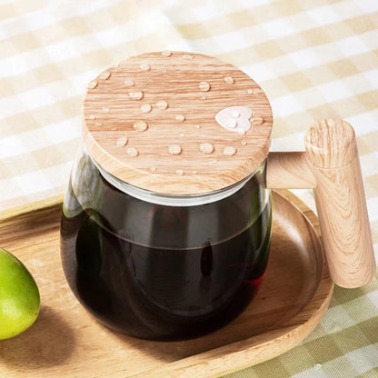 Self-Stirring Coffee and Tea Mug with Wooden Handle | ribuella