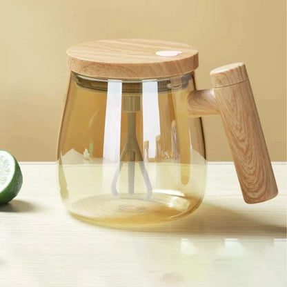 Self-Stirring Coffee and Tea Mug with Wooden Handle | ribuella
