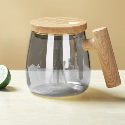 Self-Stirring Coffee and Tea Mug with Wooden Handle | ribuella