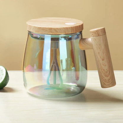 Self-Stirring Coffee and Tea Mug with Wooden Handle | ribuella