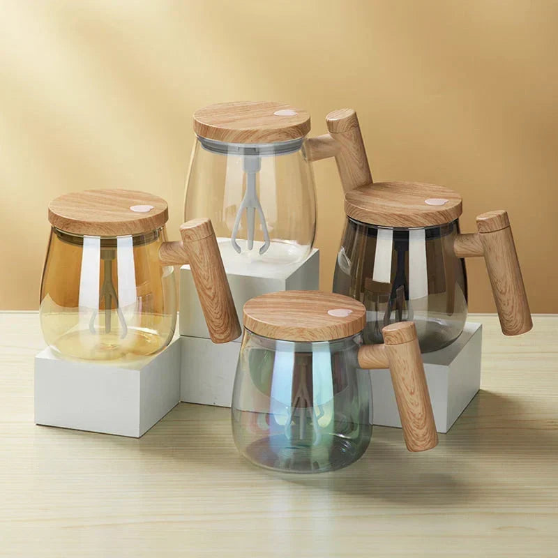Self-Stirring Coffee and Tea Mug with Wooden Handle | ribuella