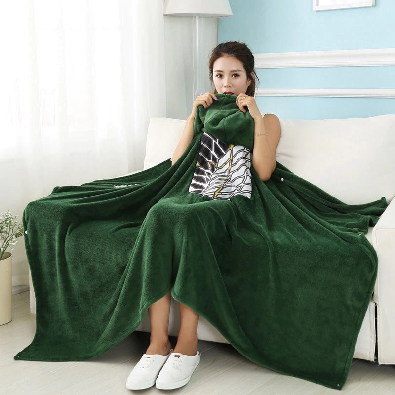 Attack on Titan Emerald Green Cozy Hoodie Blanket