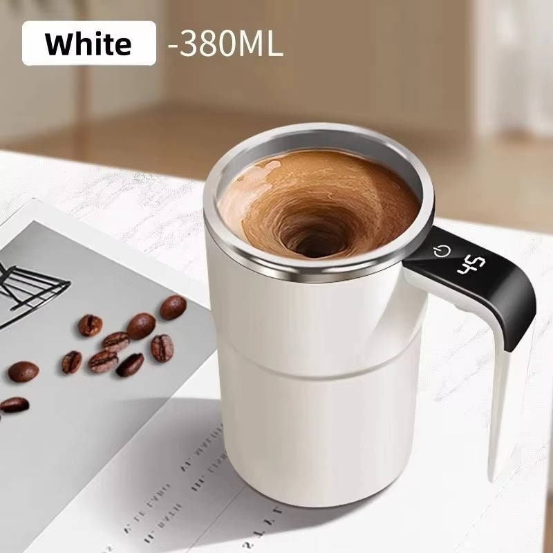 Rechargeable Thermal Self Stirring Travel Mug, Magnetic Mixer, Temperature Display