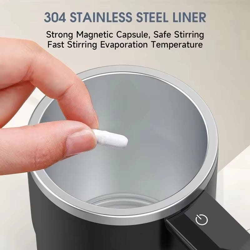 Rechargeable Thermal Self Stirring Travel Mug, Magnetic Mixer, Temperature Display