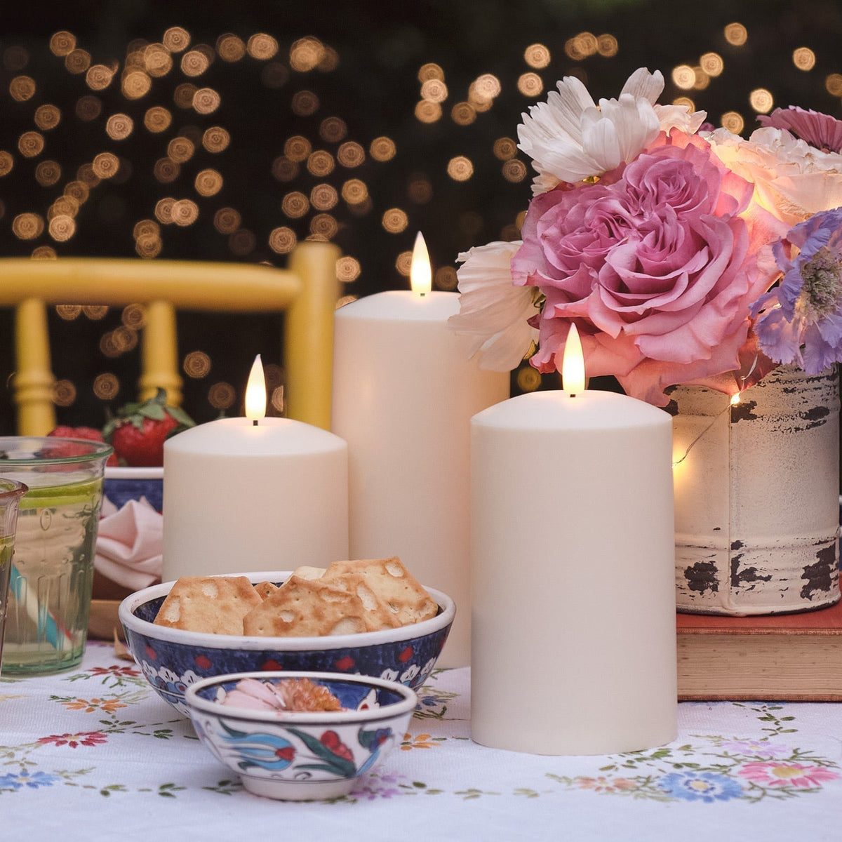 Set di 3 candele LED con timer per uso esterno | ribuella