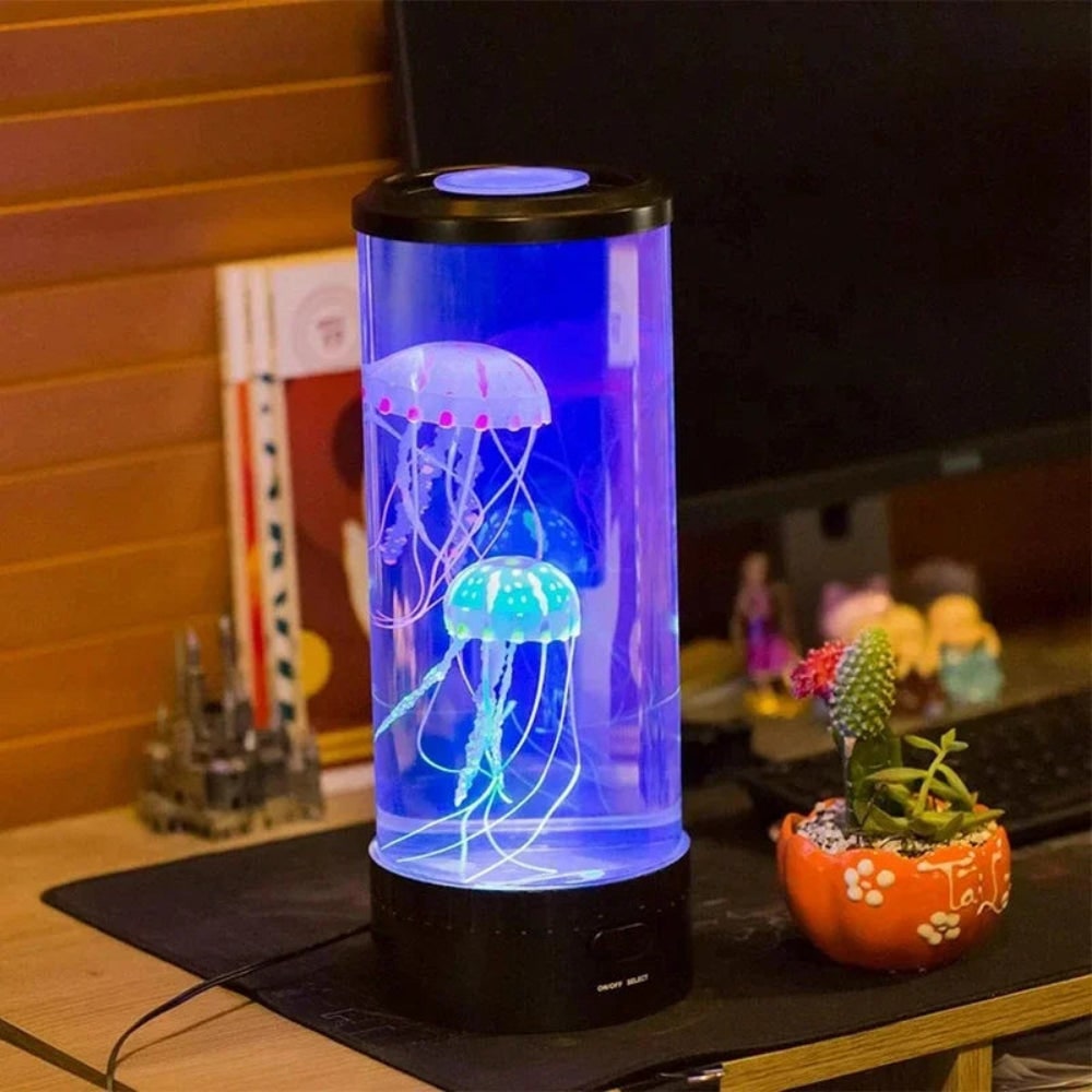 מנורת לילה LED בצורת מדוזה, מחליפה צבעים, עיצוב עם זרועות זורמות