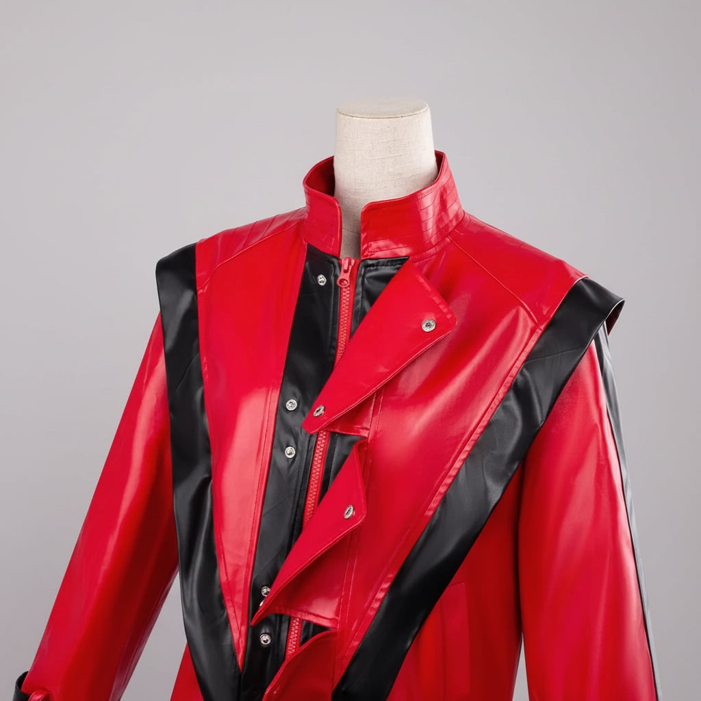 Ensemble deux pièces de costume de Halloween Thriller pour enfants, veste et pantalon en similicuir rouge