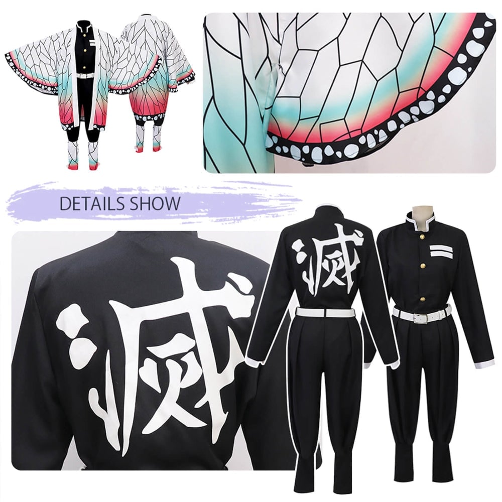 Kids Halloween Anime Cosplay Costume Set, Kimono Haori Jacket, Wide Leg Wraps
