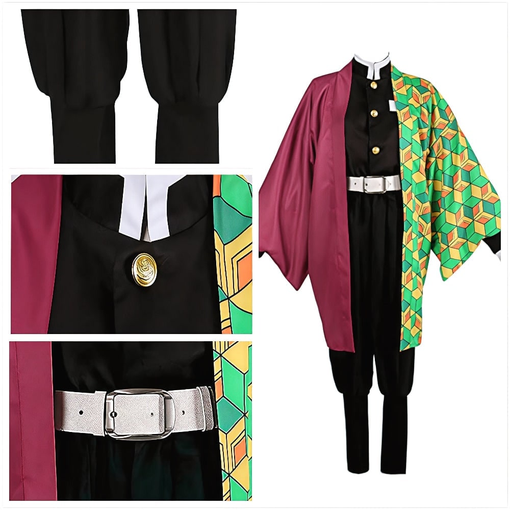 Kids Halloween Anime Cosplay Costume Set, Kimono Haori Jacket, Wide Leg Wraps