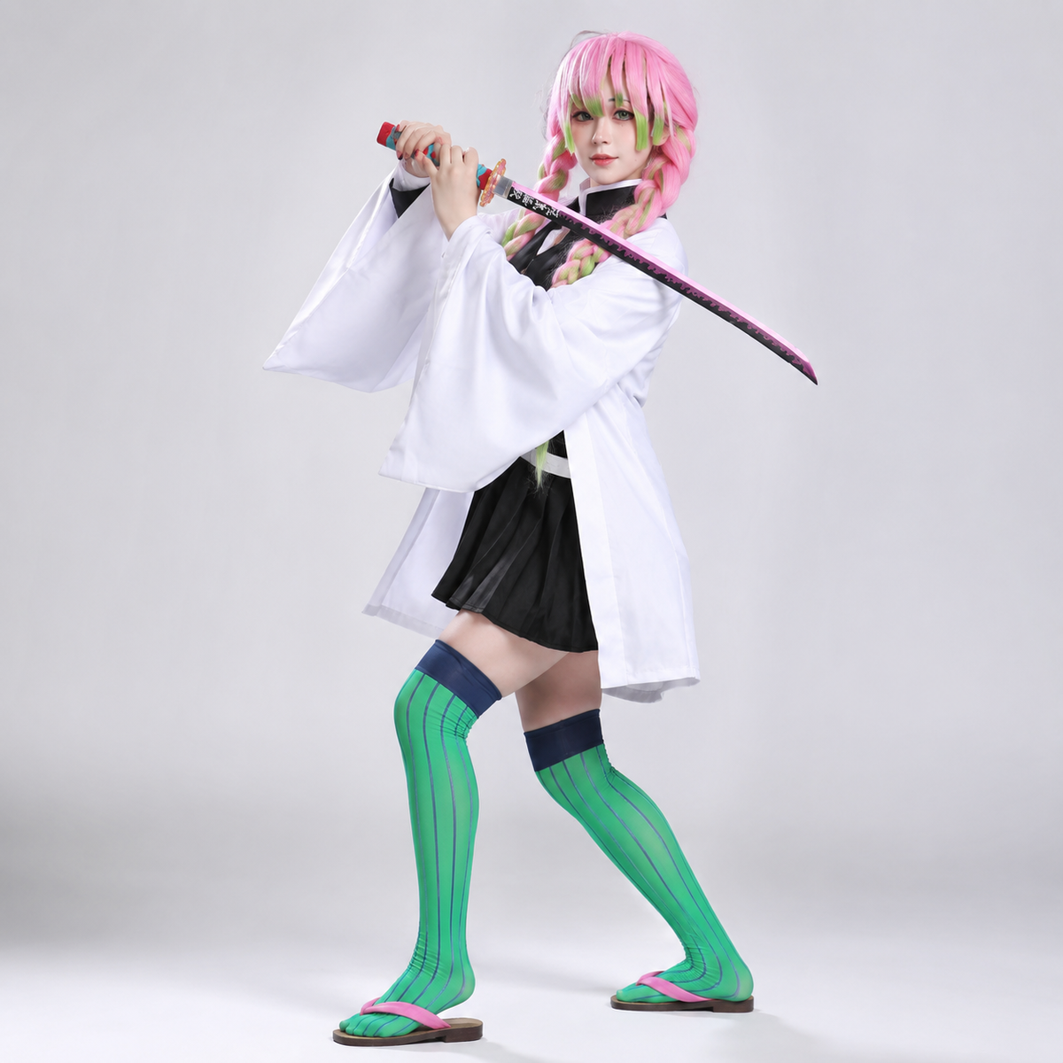 Kids Halloween Anime Cosplay Costume Set, Kimono Haori Jacket, Wide Leg Wraps