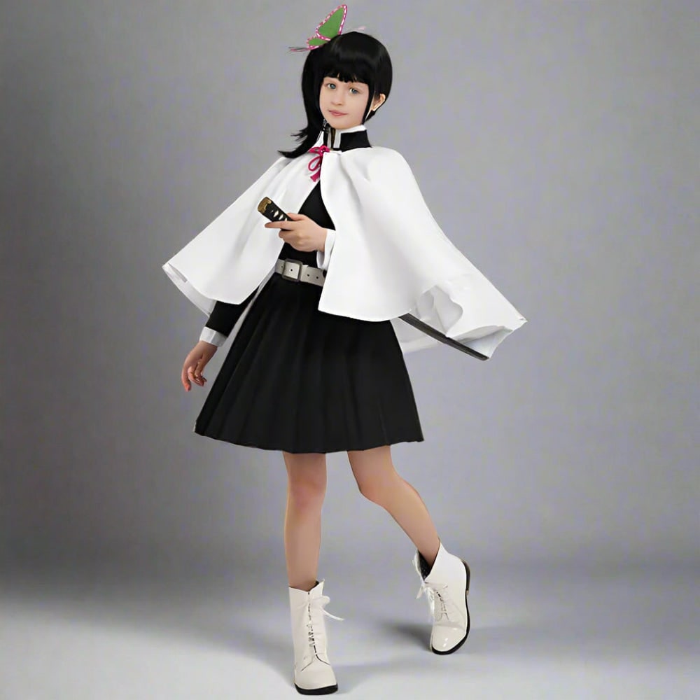 Kids Halloween Anime Cosplay Costume Set, Kimono Haori Jacket, Wide Leg Wraps