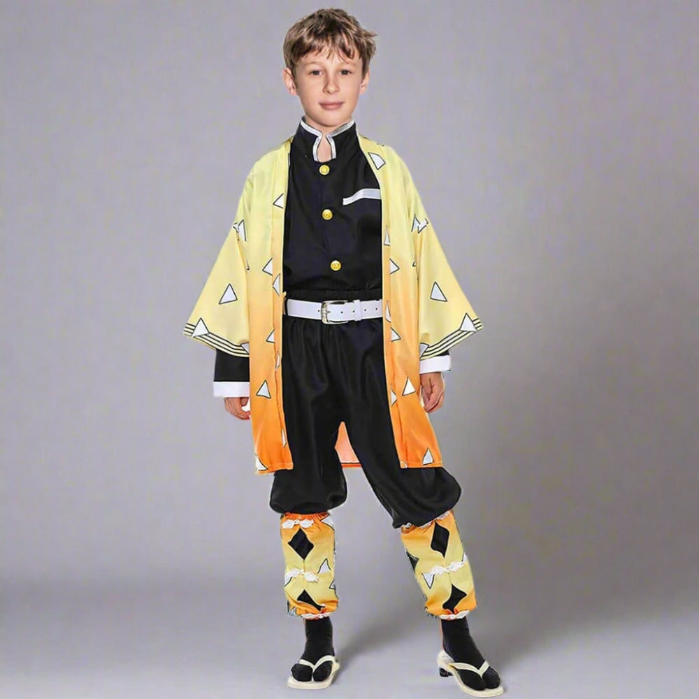 Kids Halloween Anime Cosplay Costume Set, Kimono Haori Jacket, Wide Leg Wraps