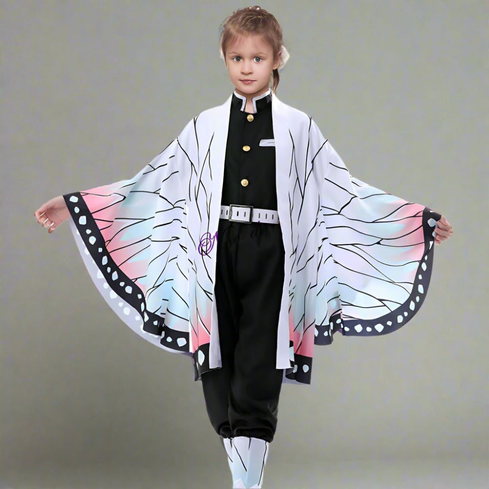 Kids Halloween Anime Cosplay Costume Set, Kimono Haori Jacket, Wide Leg Wraps