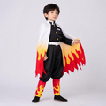 Kids' Anime Warrior Cosplay Costume Set — Flame Pattern Cape, Jacket, Leg Wraps
