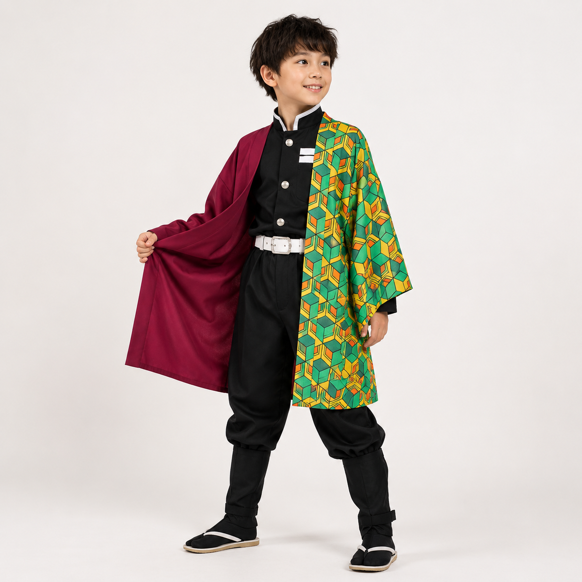 Disfraz de cosplay de anime para niños - chaqueta haori de diseño dividido y pantalones a juego