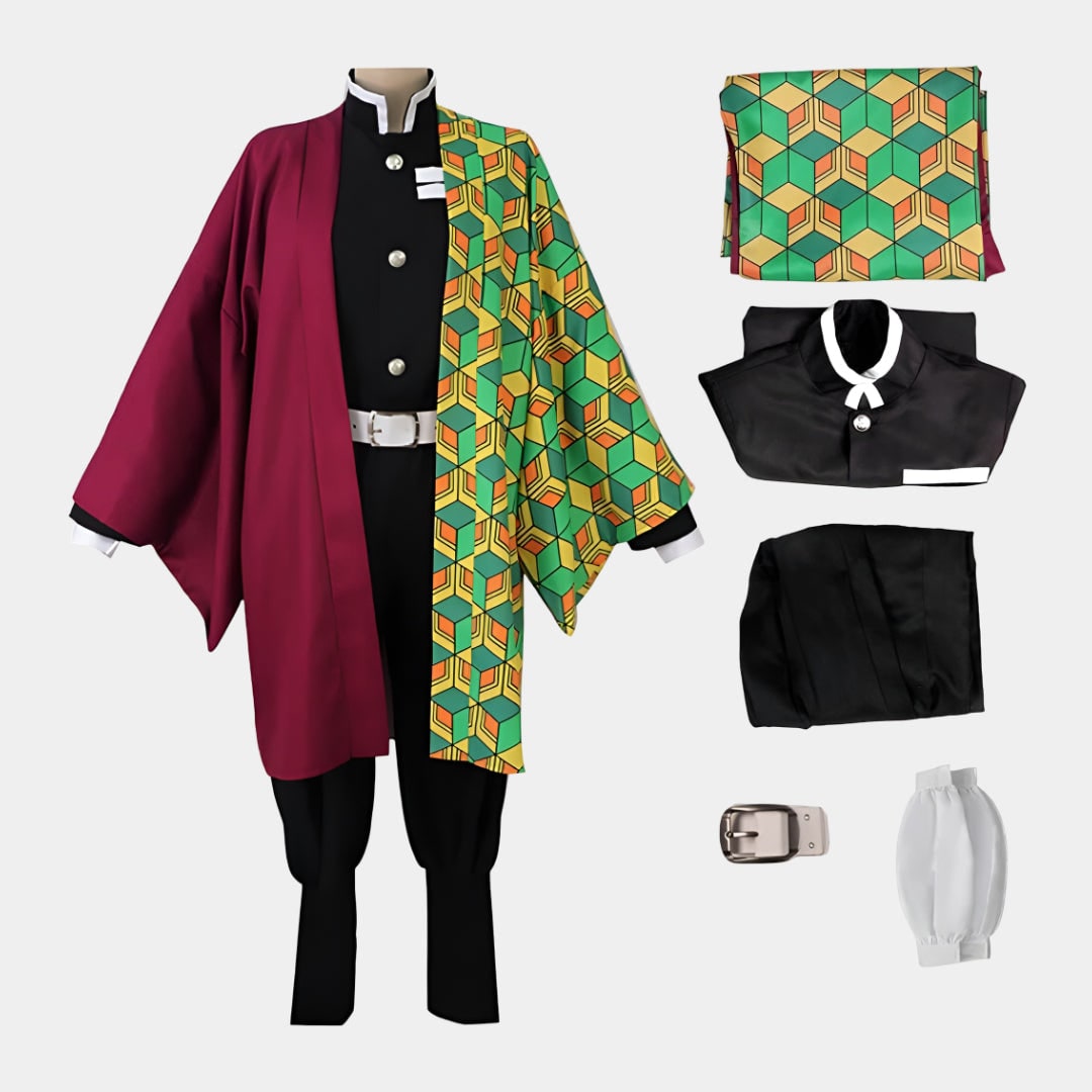Disfraz de cosplay de anime para niños - chaqueta haori de diseño dividido y pantalones a juego