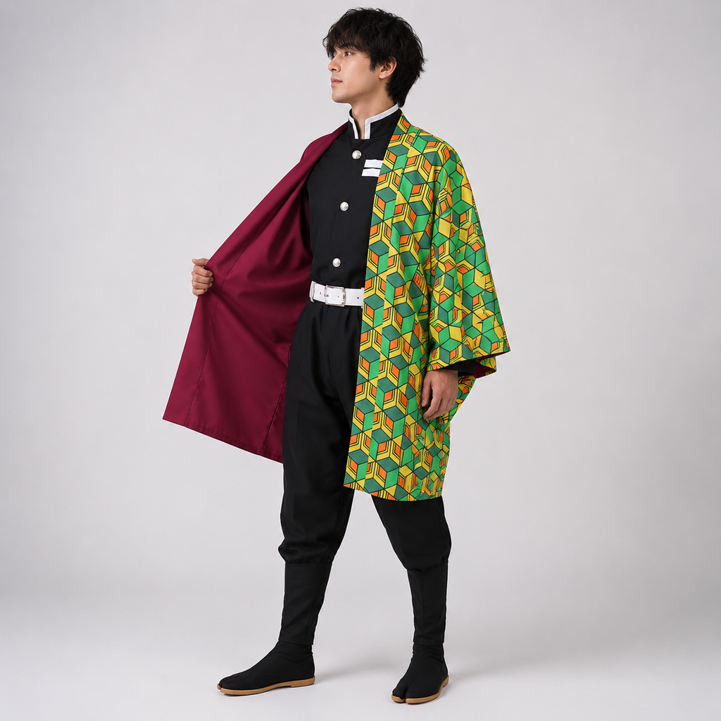 Disfraz de cosplay de anime para niños - chaqueta haori de diseño dividido y pantalones a juego