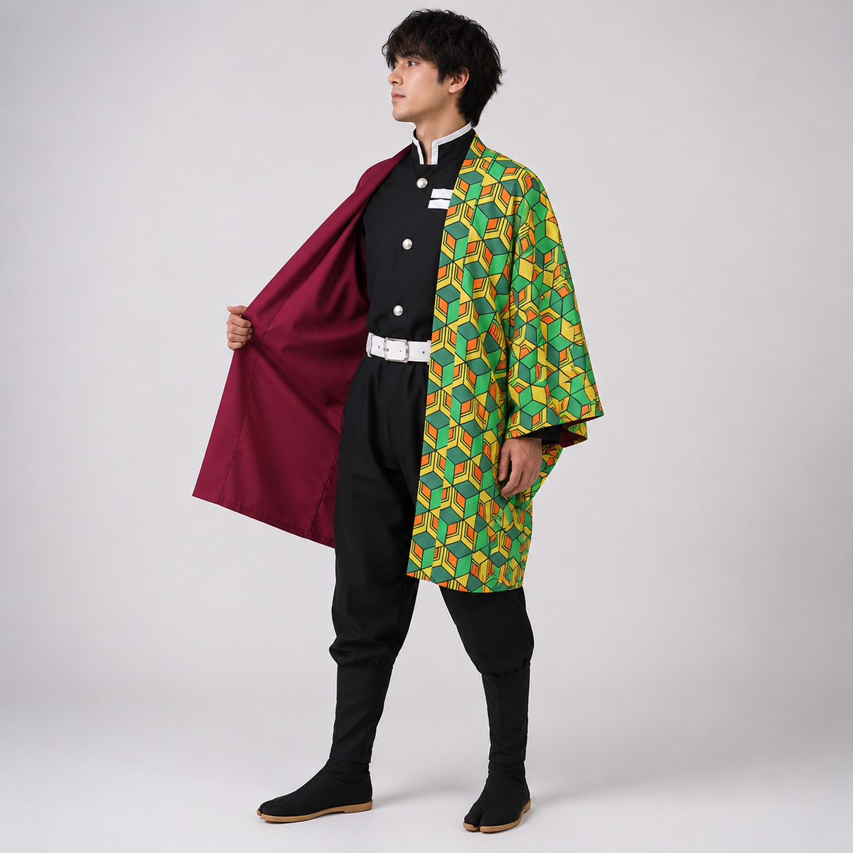 Disfraz de cosplay de anime para niños - chaqueta haori de diseño dividido y pantalones a juego