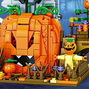 Magnetiskt byggset med Halloweenmotiv för barn - pumpahus och kusliga figurer