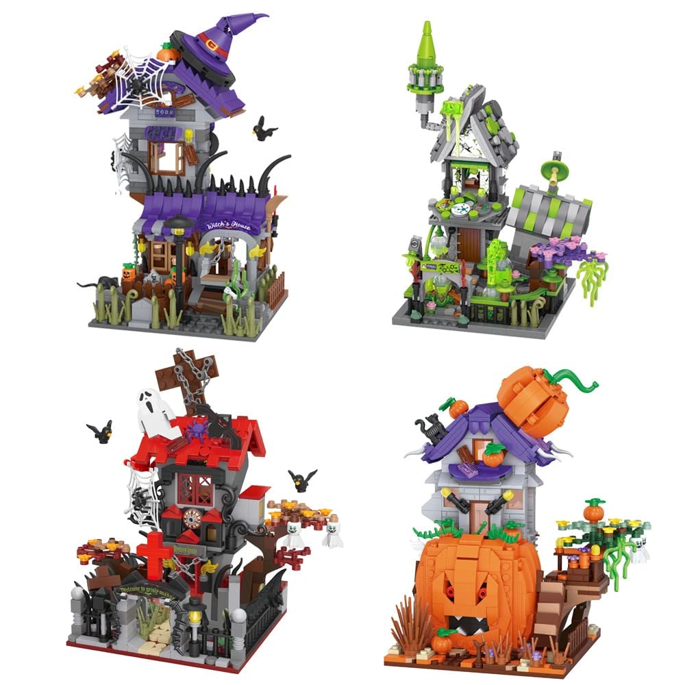 Dětská halloweenská stavebnice z magnetických dílků - dýňový domeček, strašidelné figurky