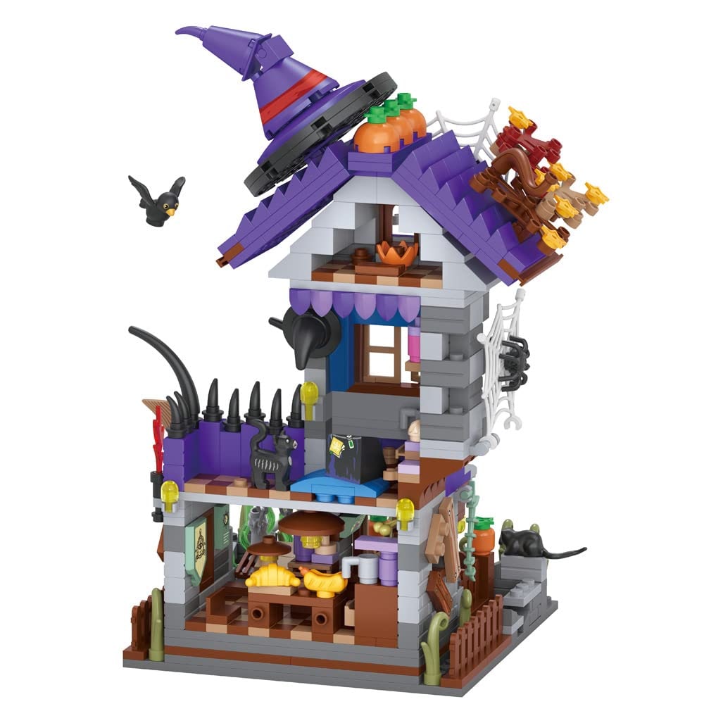 Magnetiskt byggset med Halloweenmotiv för barn - pumpahus och kusliga figurer