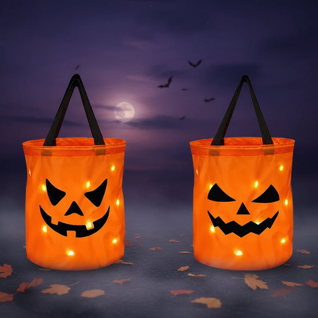 LED-valaiseva kurpitsakarkkisaavi, hohtava halloween-karkkisaavi lapsille