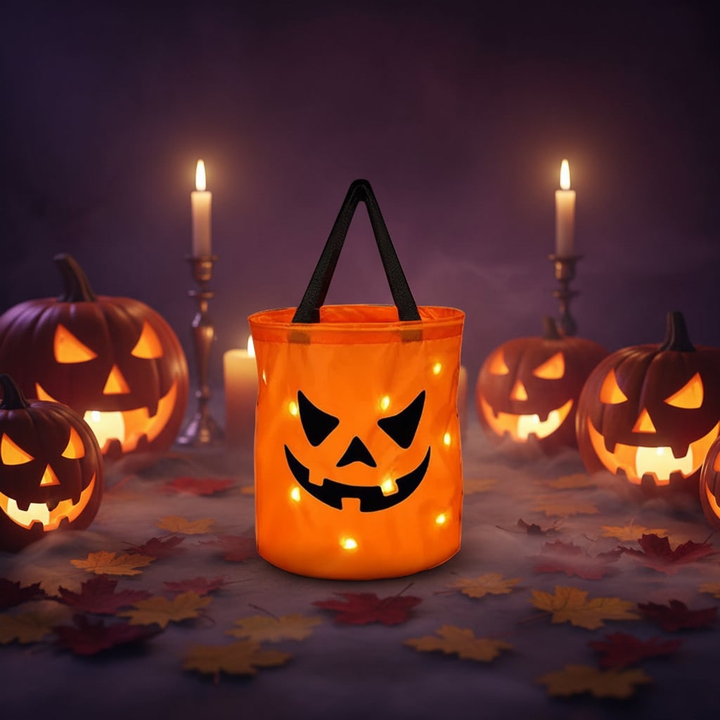 LED-valaiseva kurpitsakarkkisaavi, hohtava halloween-karkkisaavi lapsille