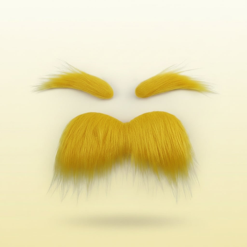 Bushy Yellow Kids Self Adhesive Eyebrows And Mustache Facial Hair Kit