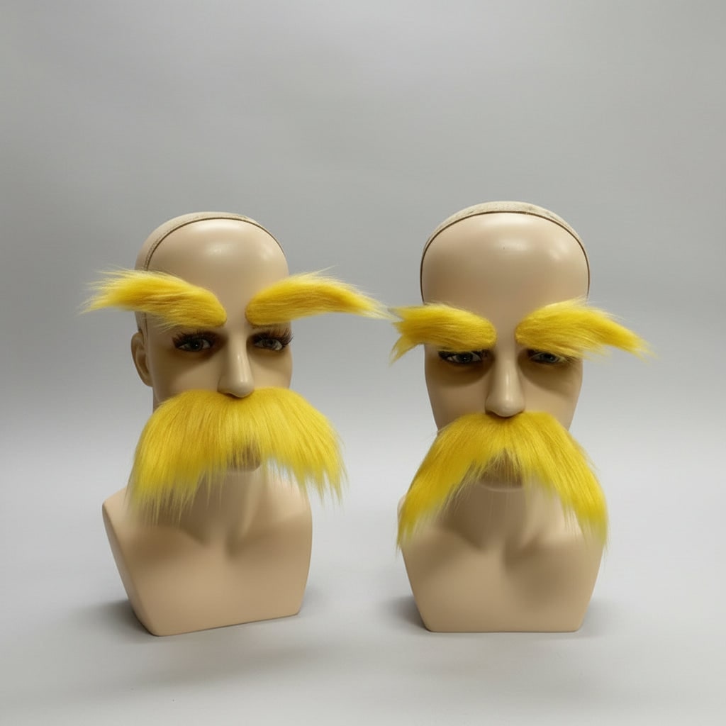 Bushy Yellow Kids Self Adhesive Eyebrows And Mustache Facial Hair Kit