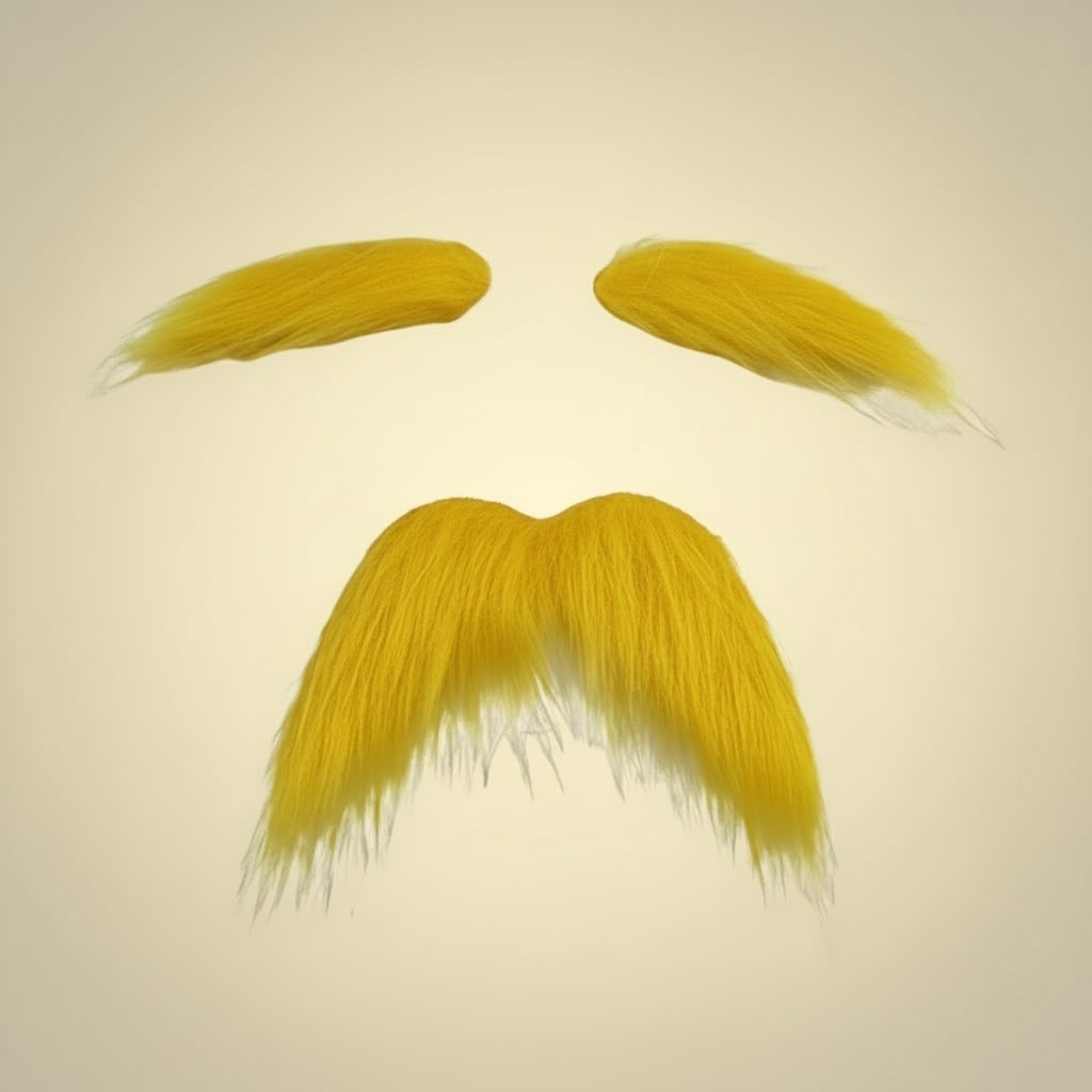 Bushy Yellow Kids Self Adhesive Eyebrows And Mustache Facial Hair Kit
