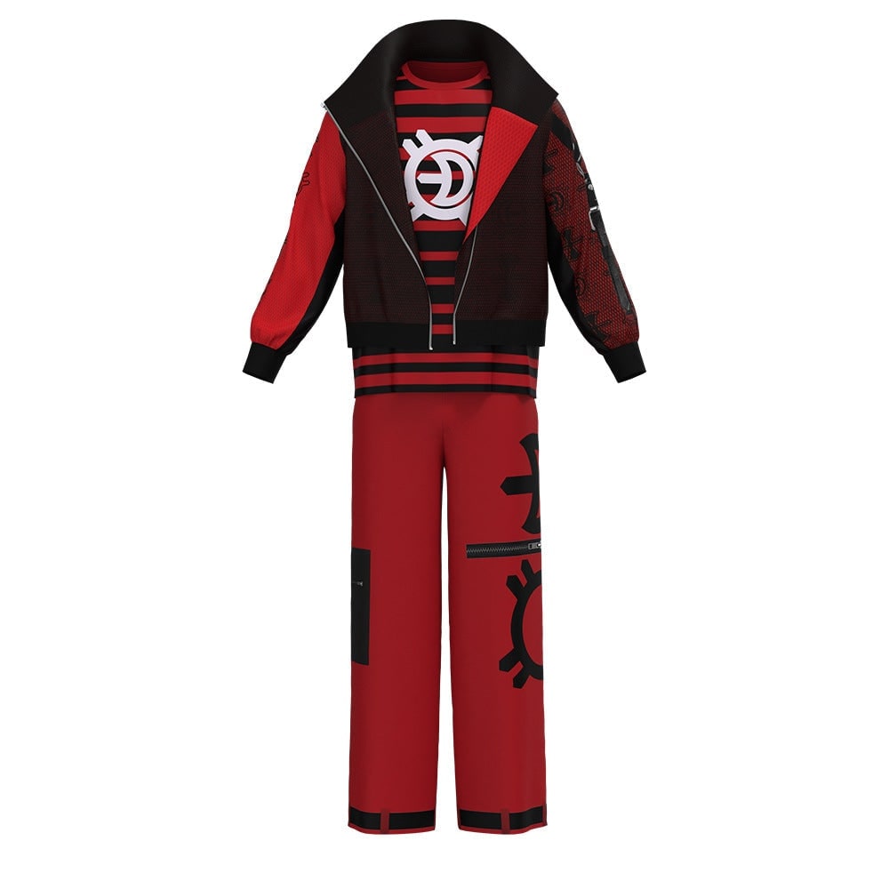 Classic Kids Vampire Outfit - High Collar Jacket, Striped Tee, Three Piece Set