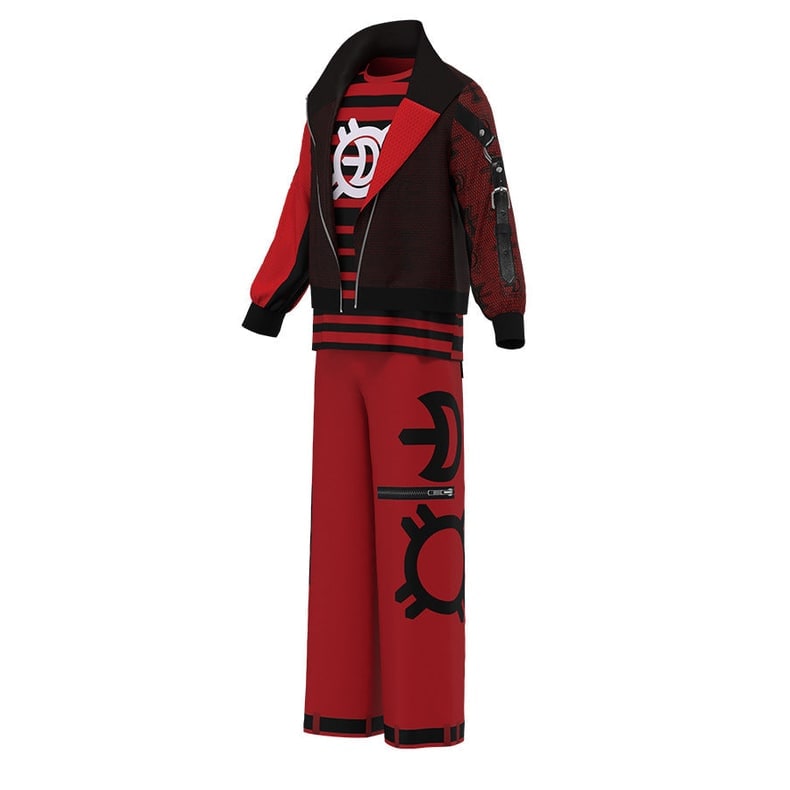 Classic Kids Vampire Outfit - High Collar Jacket, Striped Tee, Three Piece Set