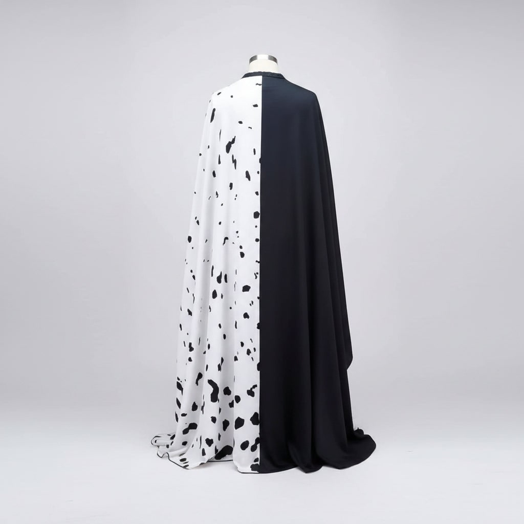Cruella De Vil Kids Halloween Costume - Split Black And White Dress Cape