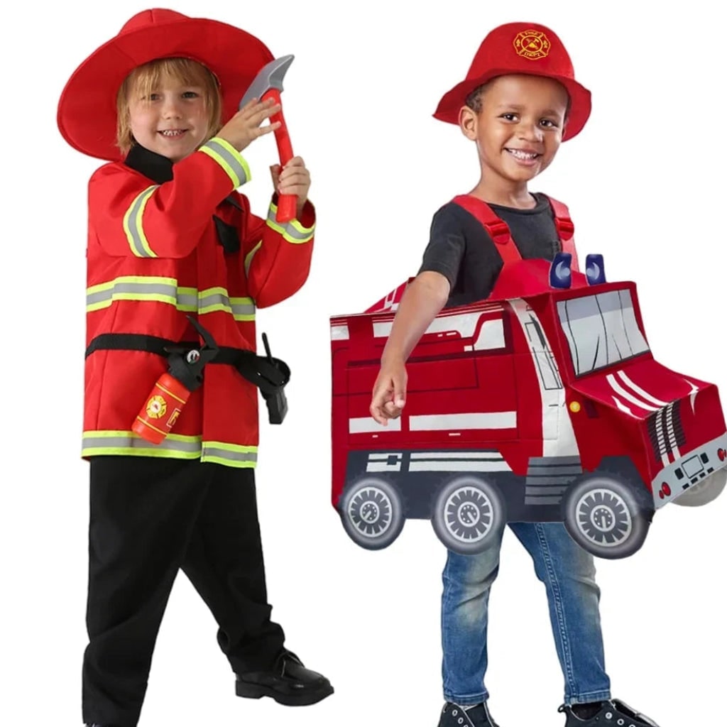 Chapeau de déguisement de pompier pour enfant, bandes réfléchissantes, motif écusson imprimé
