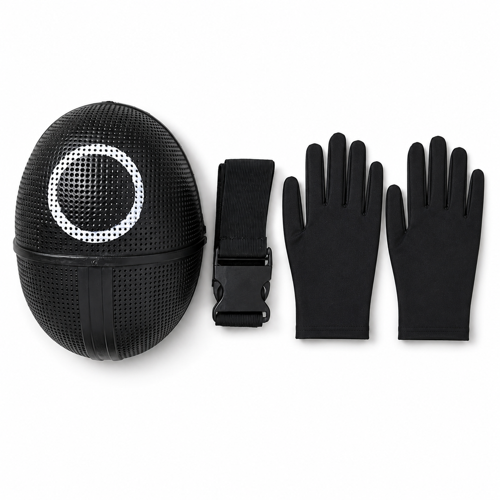 Kids Halloween Hooded Jumpsuit Costume Set With Mesh Mask And Gloves