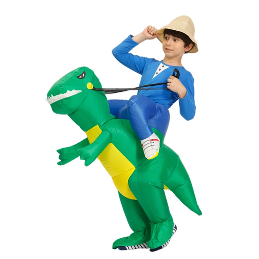 Kids Inflatable Ride-On Dinosaur Costume — Built-In Fan, Blow-Up Style