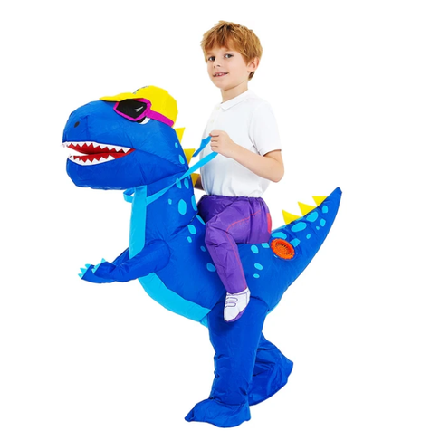 Kids Inflatable Ride-On Dinosaur Costume — Built-In Fan, Blow-Up Style