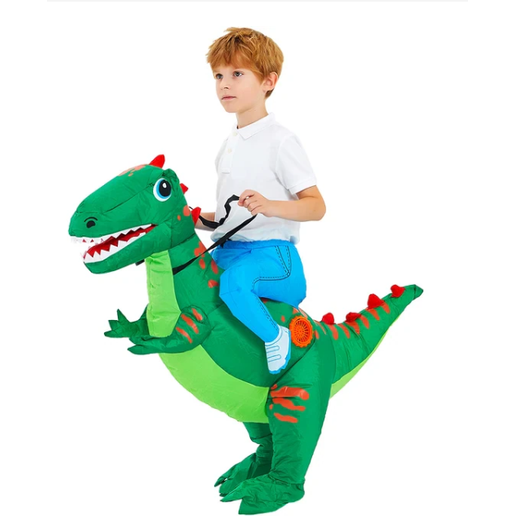 Kids Inflatable Ride-On Dinosaur Costume — Built-In Fan, Blow-Up Style