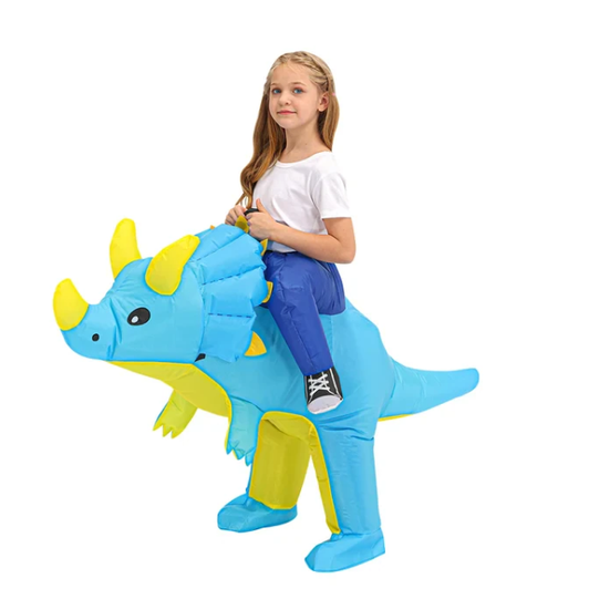 Kids Inflatable Ride-On Dinosaur Costume — Built-In Fan, Blow-Up Style