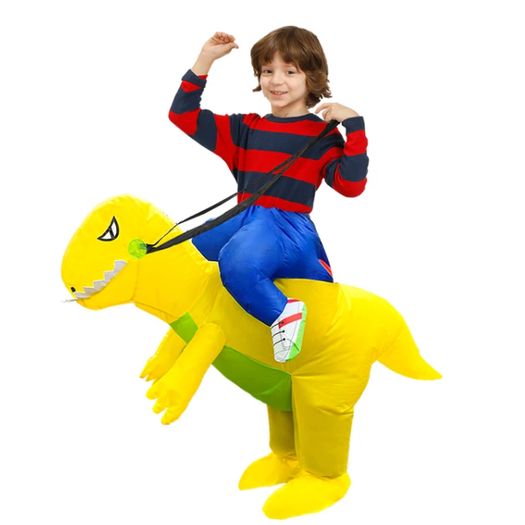 Kids Inflatable Ride-On Dinosaur Costume — Built-In Fan, Blow-Up Style