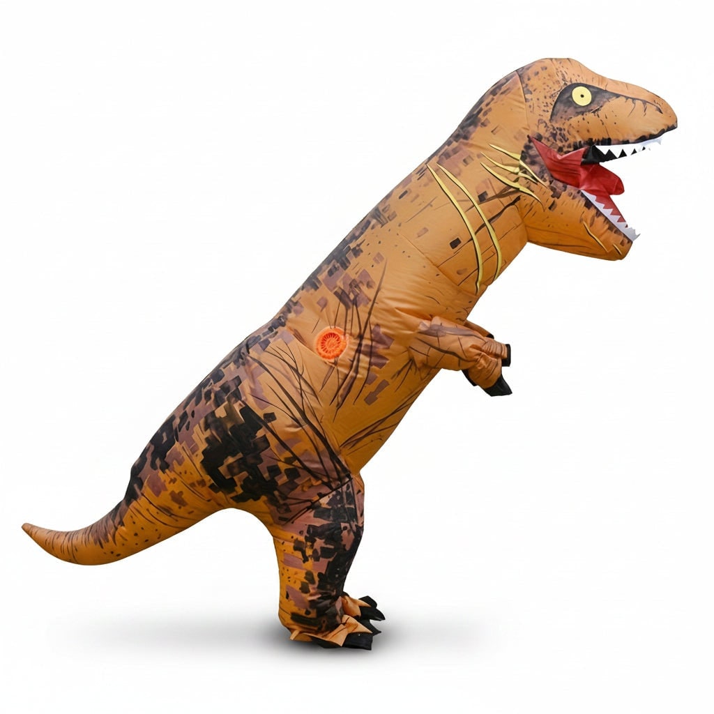 膨らませるT-Rex恐竜コスチューム 子供用ハロウィン 内蔵ファン付き ひび割れプリント衣装