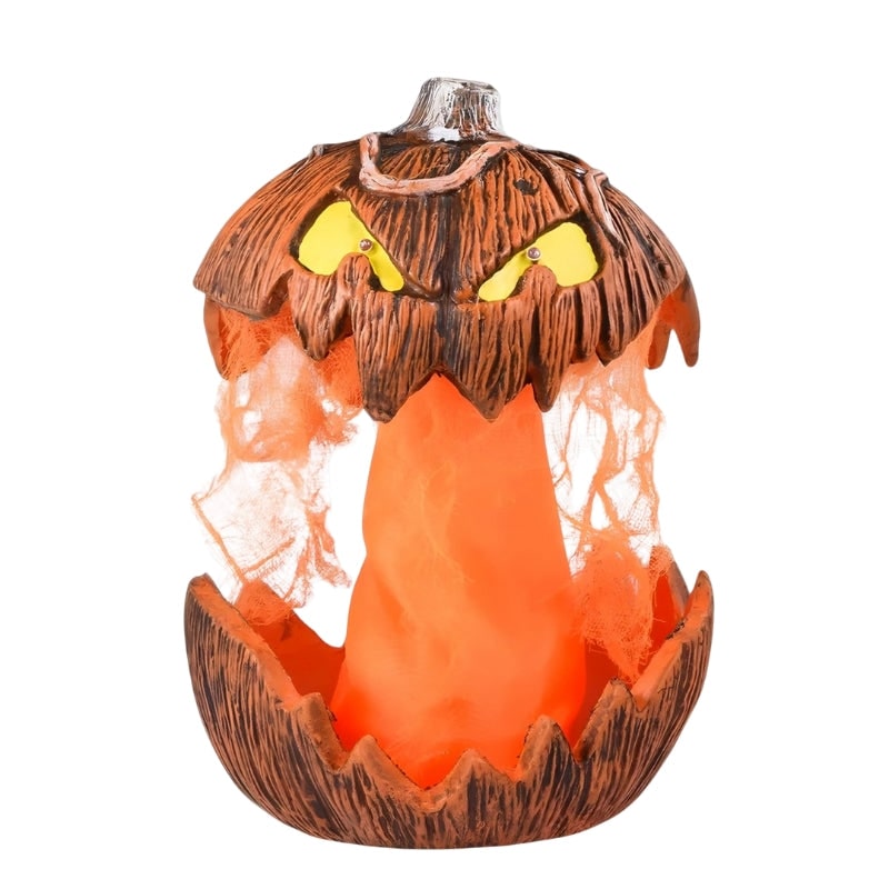 Dovleac Jack O Lantern LED pop-up pentru copii - ochi galbeni strălucitori, chip înfricoșător realist, strălucire portocalie interioară