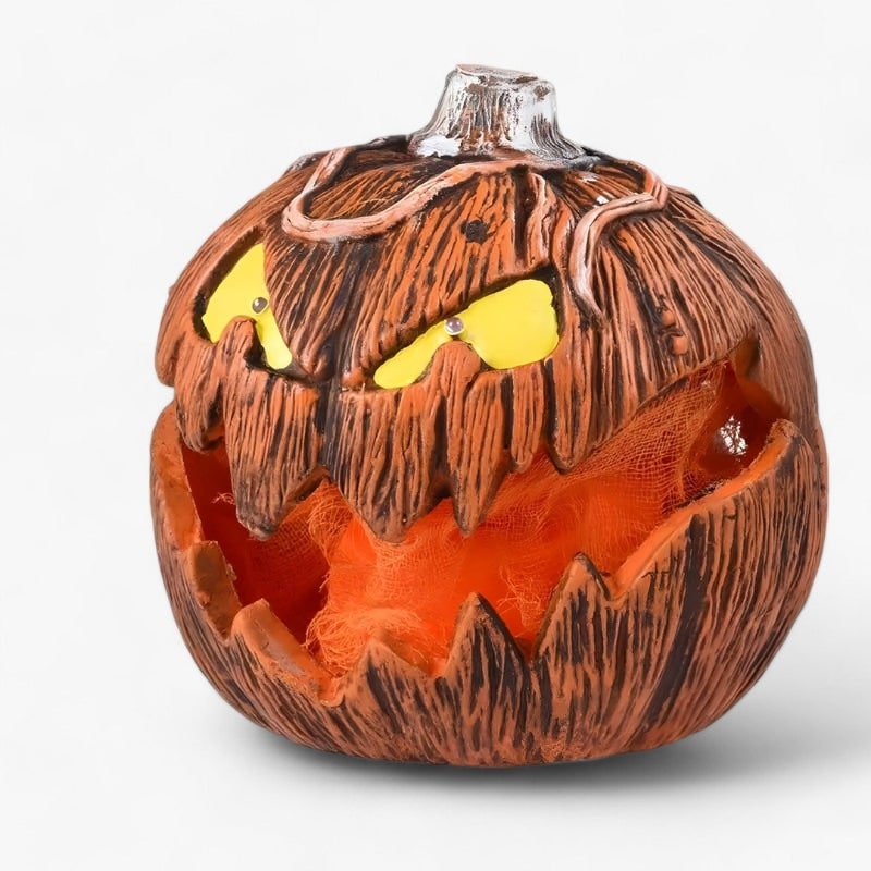 Dovleac Jack O Lantern LED pop-up pentru copii - ochi galbeni strălucitori, chip înfricoșător realist, strălucire portocalie interioară