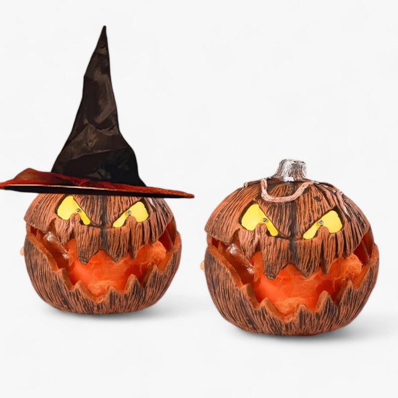 Lanterna di Jack-o'-lantern LED pop-up per bambini - occhi gialli luminosi, volto spaventoso realistico, bagliore arancione interno